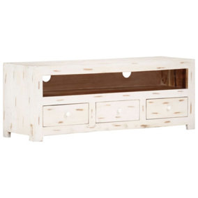 Berkfield TV Cabinet Solid Wood Acacia 110x30x40 cm White