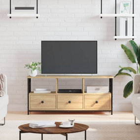 Berkfield TV Cabinet Sonoma Oak 102x33x45 cm Engineered Wood&Iron