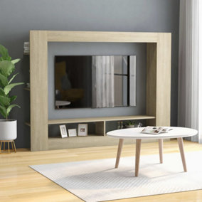 Berkfield TV Cabinet Sonoma Oak 152x22x113 cm Engineered Wood