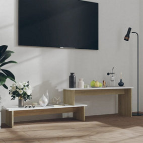 Berkfield TV Cabinet Sonoma Oak and White 180x30x43 cm Engineered Wood
