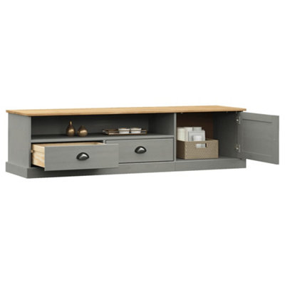 Berkfield TV Cabinet VIGO Grey 156x40x40 cm Solid Wood Pine