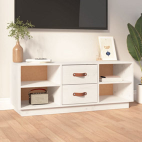 Berkfield TV Cabinet White 100x34x40 cm Solid Wood Pine