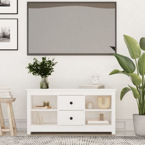 Berkfield TV Cabinet White 103x36.5x52 cm Solid Wood Pine