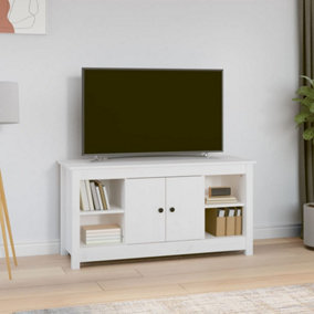 Berkfield TV Cabinet White 103x36,5x52 cm Solid Wood Pine