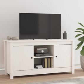 Berkfield TV Cabinet White 103x36.5x52 cm Solid Wood Pine