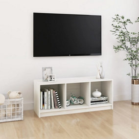 Berkfield TV Cabinet White 104x33x41 cm Solid Pinewood