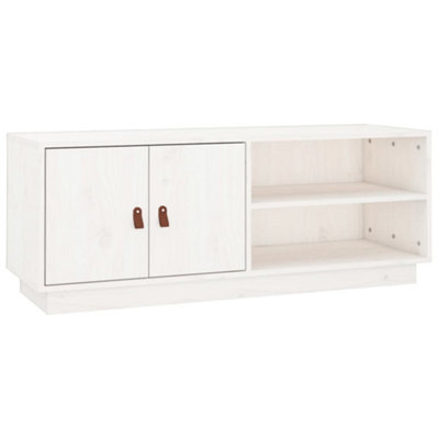 Berkfield TV Cabinet White 105x34x40 cm Solid Wood Pine