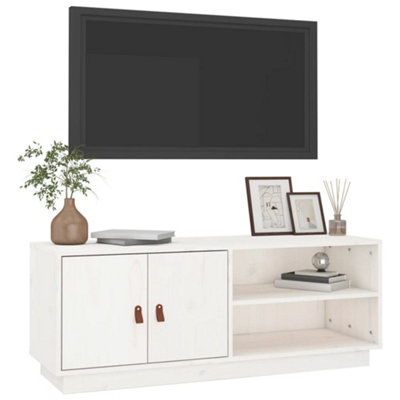 Berkfield TV Cabinet White 105x34x40 cm Solid Wood Pine