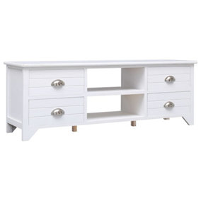 Berkfield TV Cabinet White 108x30x40 cm Solid Paulownia Wood