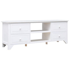 Berkfield TV Cabinet White 108x30x40 cm Solid Paulownia Wood