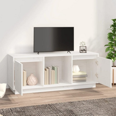 Berkfield TV Cabinet White 110.5x35x44 cm Solid Wood Pine