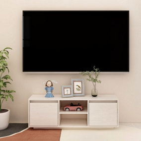 Berkfield TV Cabinet White 110x30x40 cm Solid Pinewood