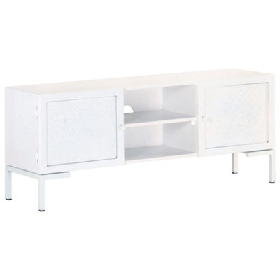 Berkfield TV Cabinet White 115x30x46 cm Solid Mango Wood