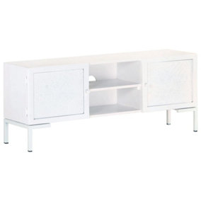 Berkfield TV Cabinet White 115x30x46 cm Solid Mango Wood