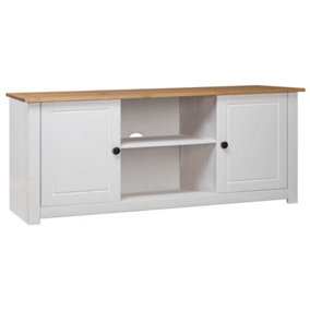 Berkfield TV Cabinet White 120x40x50 cm Solid Pine Wood Panama Range
