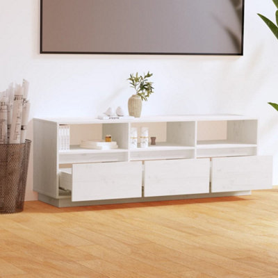 Berkfield TV Cabinet White 140x37x50 cm Solid Wood Pine