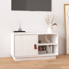 Berkfield TV Cabinet White 70x34x40 cm Solid Wood Pine