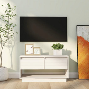 Berkfield TV Cabinet White 74x34x40 cm Solid Wood Pine