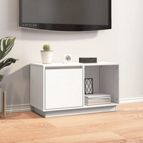 Berkfield TV Cabinet White 74x35x44 cm Solid Wood Pine