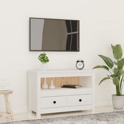 Berkfield TV Cabinet White 79x35x52 cm Solid Wood Pine