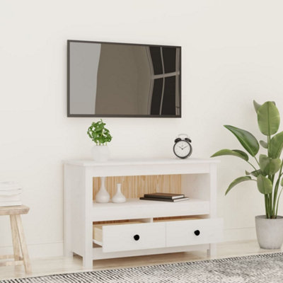Berkfield TV Cabinet White 79x35x52 cm Solid Wood Pine