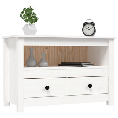Berkfield TV Cabinet White 79x35x52 cm Solid Wood Pine