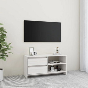Berkfield TV Cabinet White 80x31x39 cm Solid Pinewood