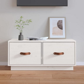 Berkfield TV Cabinet White 80x34x35 cm Solid Wood Pine