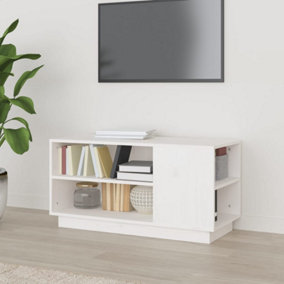 Berkfield TV Cabinet White 80x35x40.5 cm Solid Wood Pine