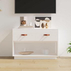 Berkfield TV Cabinet White 90x40x60 cm Solid Wood Pine