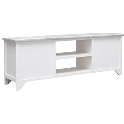 Berkfield TV Cabinet White and Grey 108x30x40 cm Solid Paulownia Wood