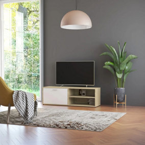 Berkfield TV Cabinet White and Sonoma Oak 120x34x37 cm Engineered Wood