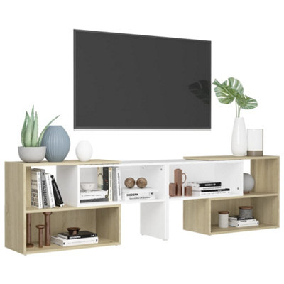 Berkfield TV Cabinet White and Sonoma Oak 149x30x52 cm Engineered Wood