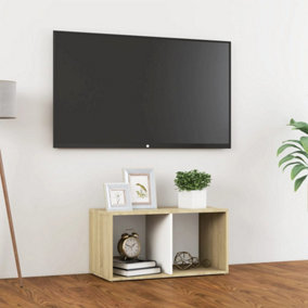 Berkfield TV Cabinet White and Sonoma Oak 72x35x36.5 cm Engineered Wood