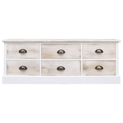 Berkfield TV Cabinet White&Light Brown 108x30x40 cm Solid Wood Paulownia