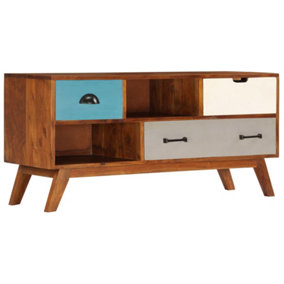 Berkfield TV Cabinet with 3 Drawers 110x35x50 cm Solid Acacia Wood