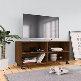 Berkfield TV Cabinet with Castors Brown Oak 90x35x35 cm Engineered Wood