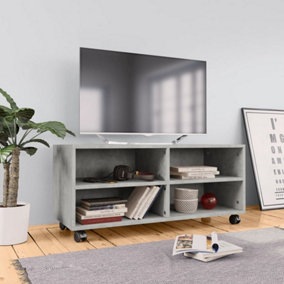 Berkfield TV Cabinet with Castors Concrete Grey 90x35x35 cm Engineered Wood