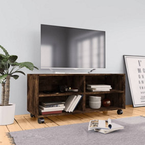 Berkfield TV Cabinet with Castors Smoked Oak 90x35x35 cm Engineered Wood