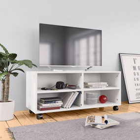 Berkfield TV Cabinet with Castors White 90x35x35 cm Engineered Wood