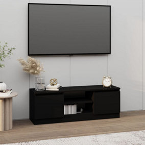 Berkfield TV Cabinet with Door Black 102x30x36 cm
