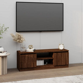 Berkfield TV Cabinet with Door Brown Oak 102x30x36 cm
