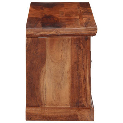 Berkfield TV Cabinet with Doors 112x30x40 cm Solid Wood Acacia