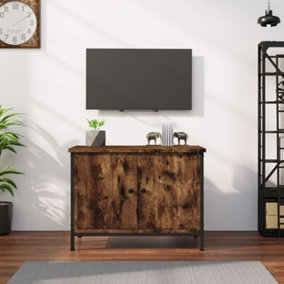 Berkfield TV Cabinet with Doors Smoked Oak 60x35x45 cm Engineered Wood