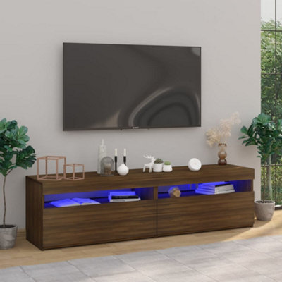 Berkfield TV Cabinet with LED Lights 2 pcs Brown Oak 75x35x40 cm