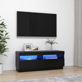 Berkfield TV Cabinet with LED Lights Black 100x35x40 cm