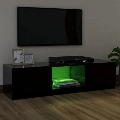 Berkfield TV Cabinet with LED Lights Black 120x30x35.5 cm