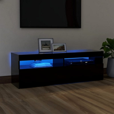 Berkfield TV Cabinet with LED Lights Black 120x35x40 cm | DIY at B&Q