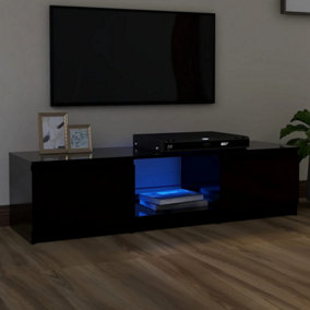 Berkfield TV Cabinet with LED Lights Black 140x40x35.5 cm