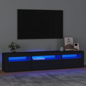 Berkfield TV Cabinet with LED Lights Black 195x35x40 cm